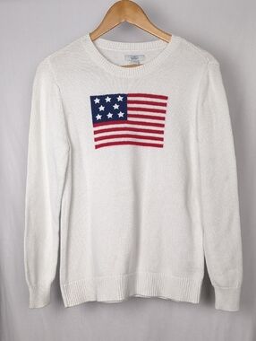 croft & barrow White Sweater with American Flag